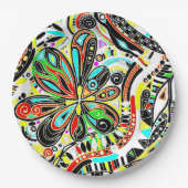 Assiettes En Carton Esquisse Imaginaire Art - Fleurs Abstraites 3 (Devant)