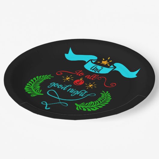 Assiettes En Carton Et À Tous Bonne Nuit Noël, Typographie, ZSG (Angle)