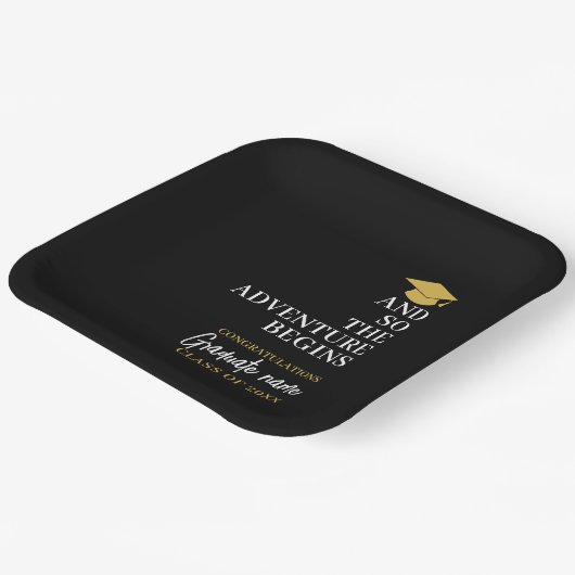 Assiettes En Carton Et Donc L'Aventure Commence La Graduation Black Go (Angulaire)