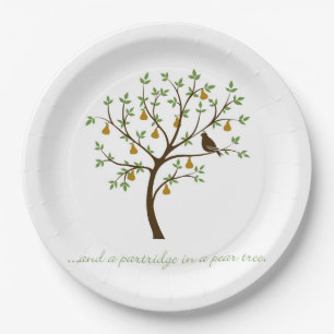 Assiettes En Carton Et un perdrix dans un poirier