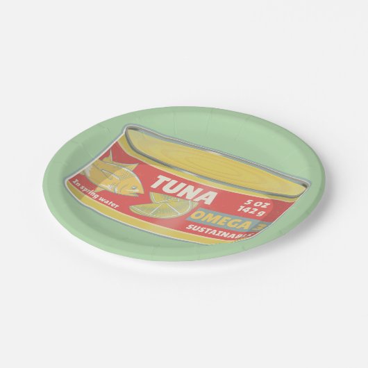 Assiettes En Carton Étanche de thon en conserve de poisson rétro (Angle)