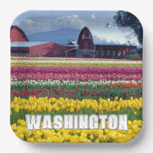 Assiettes En Carton État de Washington Champ de tulipes