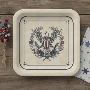 Assiettes En Carton États-Unis 250 Aigle patriotique motif héritage Cr