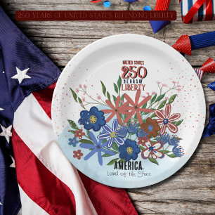 Assiettes En Carton États-Unis 250 Ans Floral Patriotique
