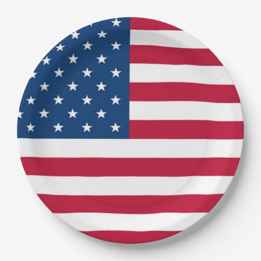 Assiettes En Carton Etats-Unis Drapeau design 4 juillet (Devant)