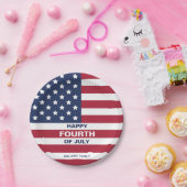 Assiettes En Carton États-Unis Drapeau heureux 4 juillet texte personn (Fête)