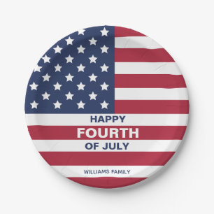Assiettes En Carton États-Unis Drapeau heureux 4 juillet texte personn