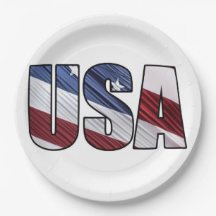 Assiettes En Carton États-Unis en rouge blanc et bleu drapeau patrioti