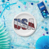 Assiettes En Carton États-Unis en rouge blanc et bleu drapeau patrioti (Fête)