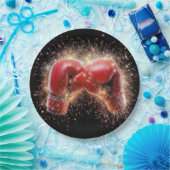 Assiettes En Carton États-Unis Gants De Boxe Rouge En Feu D'Oeuvre (Fête)