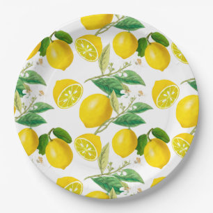 Assiettes En Carton Été, agrumes, style méditerranéen floral, citr