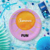 Assiettes En Carton Été Amusant Jaune Orange Soleil Violet (Fête)