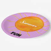 Assiettes En Carton Été Amusant Jaune Orange Soleil Violet (Angle)
