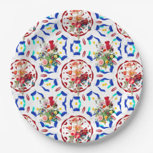 Assiettes En Carton Été, boho, bohème, floral, style méditerranée