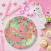 Assiettes En Carton Été Cactus Plaque en papier rose (Fête)