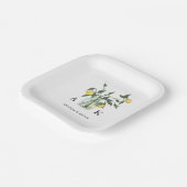 Assiettes En Carton Été Citrus Citron vert Monogramme Mariage (Angulaire)