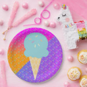 Assiettes En Carton Été Crème glacée Neon arrose Motif de fête (Fête)