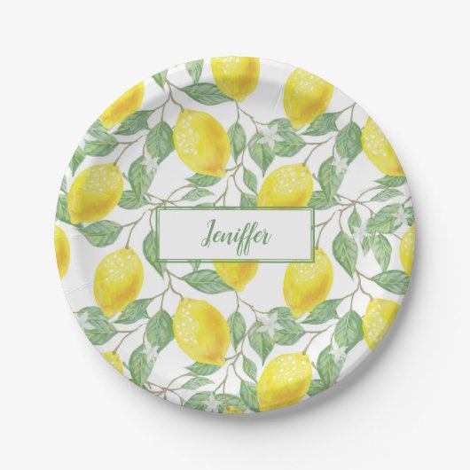 Assiettes En Carton Été jaune citron doux.                      (Devant)