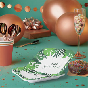 Assiettes En Carton été jungle tropicale feuille texte personnalisé