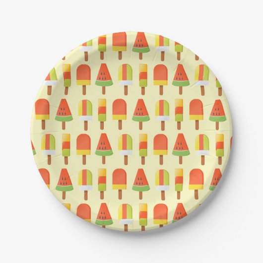 Assiettes En Carton Été Lollies de glace Popsicles Motif (Devant)