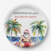 Assiettes En Carton Été Père Noël I Noël En Juillet (Devant)