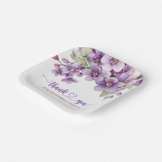 Assiettes En Carton Été Purple Delicate Violet Fleurs Merci (Angulaire)