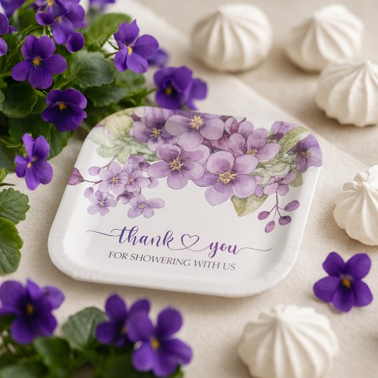 Assiettes En Carton Été Purple Delicate Violet Fleurs Merci