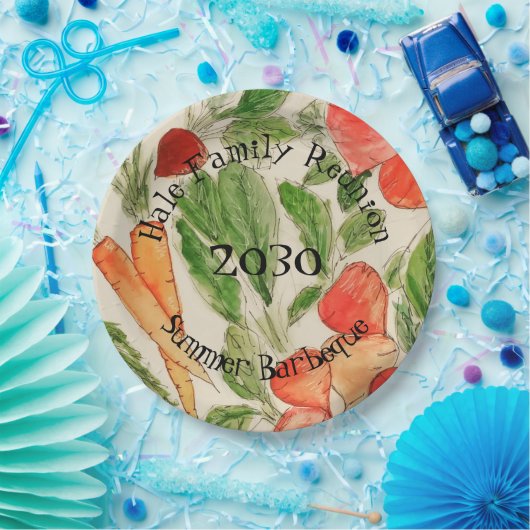 Assiettes En Carton Eté Végétal aquarelle art (Fête)