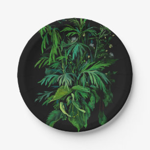 Assiettes En Carton Été Verdure Plante Herbes Fleurs sauvages Floral A