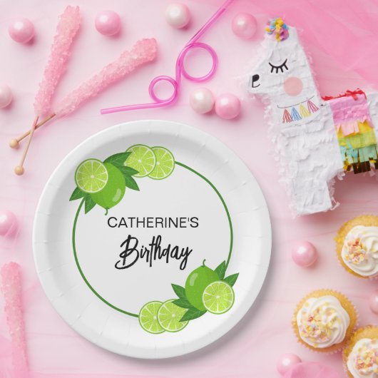 Assiettes En Carton Été Vert Citrus Citrus Anniversaire (Fête)