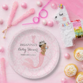 Assiettes En Carton Ethnic Baby Girl Mermaid Princess Crown Damask (Fête)