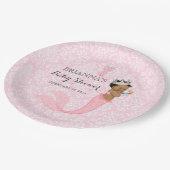 Assiettes En Carton Ethnic Baby Girl Mermaid Princess Crown Damask (Angle)