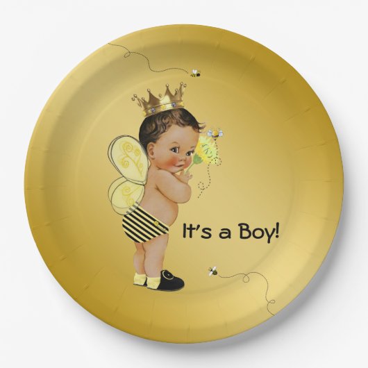 Assiettes En Carton Ethnic Boy Bee Baby shower (Devant)