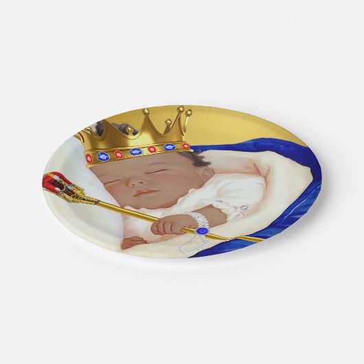 Assiettes En Carton Ethnic Royal Prince Boy Baby shower (Angle)