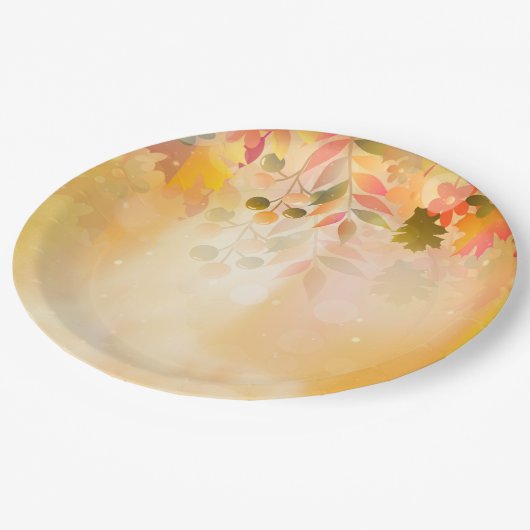 Assiettes En Carton Étincelle d'automne des Feuilles de Thanksgiving (Angle)