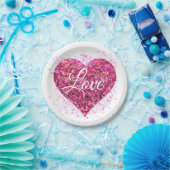 Assiettes En Carton Étincelle rose parties scintillant coeur amour (Fête)