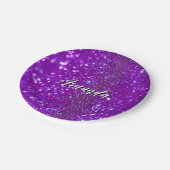 Assiettes En Carton Étincelles de Parties scintillant violet clair uni (Angle)