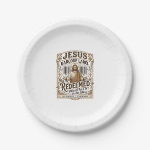 Assiettes En Carton Étiquette de code-barres Jésus Rédimé Jésus Code-b