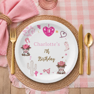 Assiettes En Carton Étiquette de remerciement d'anniversaire Western C