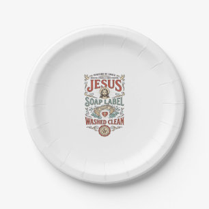 Assiettes En Carton Étiquette de savon Jésus Lavé Propre Savon Jésus L
