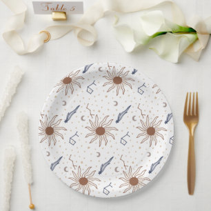 Assiettes En Carton Étoile céleste, soleil et lune