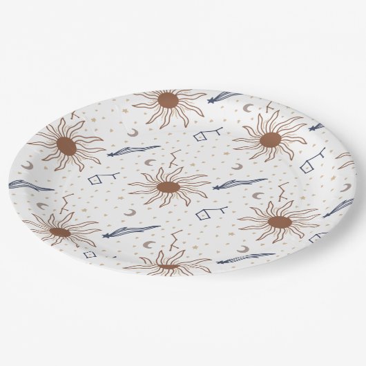 Assiettes En Carton Étoile céleste, soleil et lune (Angle)