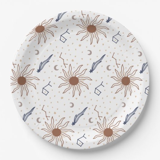 Assiettes En Carton Étoile céleste, soleil et lune (Devant)