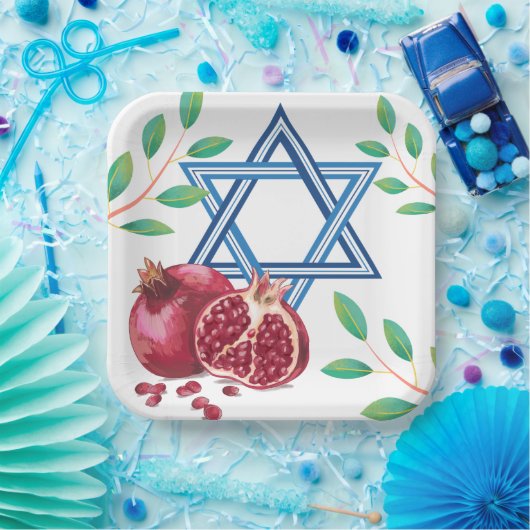 Assiettes En Carton Étoile de David grenade Feuille juif (Fête)