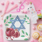 Assiettes En Carton Étoile de David grenade Feuille juif (Fête)