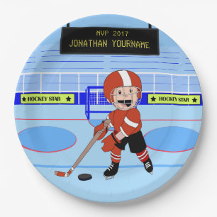 Assiettes En Carton Étoile de hockey sur glace personnalisée RW