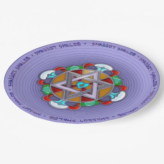 Assiettes En Carton Étoile de jardin à Lilac Shabbos (Angle)