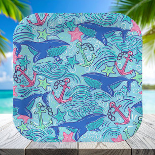 Assiettes En Carton Étoile de mer ancre baleine Côtière / Nautique Pré