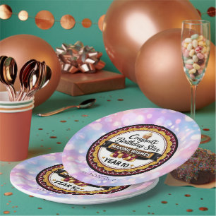 Assiettes En Carton Étoile de naissance élégante marron doré personnal