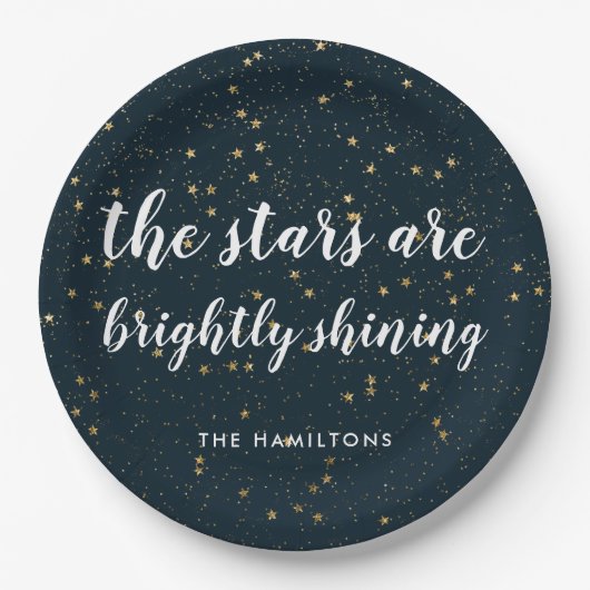 Assiettes En Carton Étoile de Noël | Brillant (Devant)